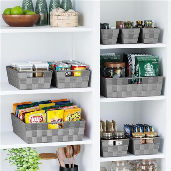 Set Of 9 Storage Baskets For Shelves Small Storage Closet Organizer Bins - Picture 6 of 7